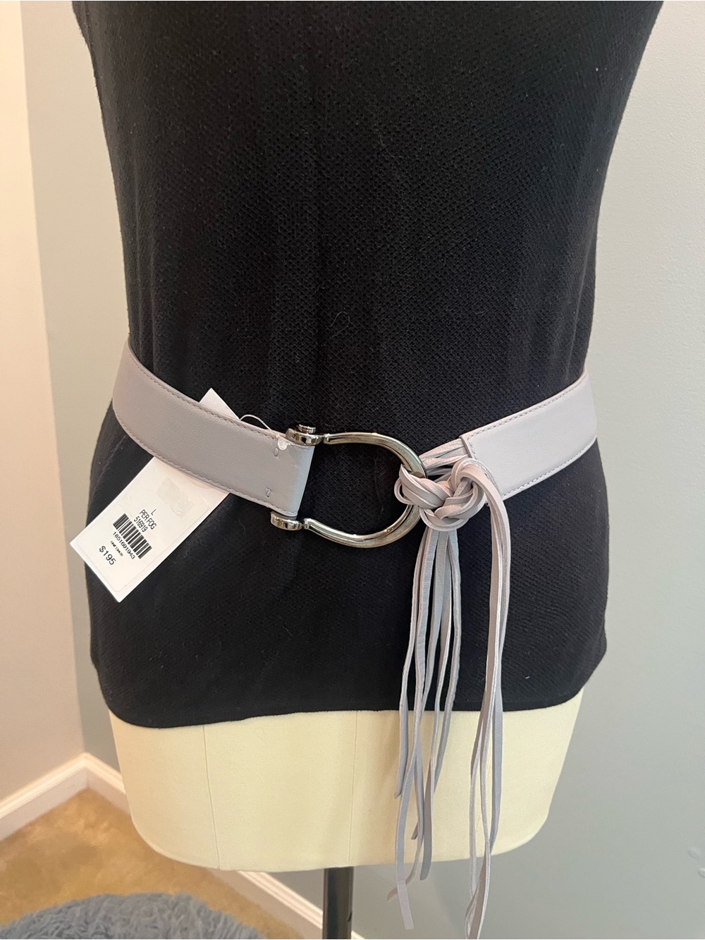 Per Se by Carlisle Grey Knot Tie Waist Fringe Belt - NWT